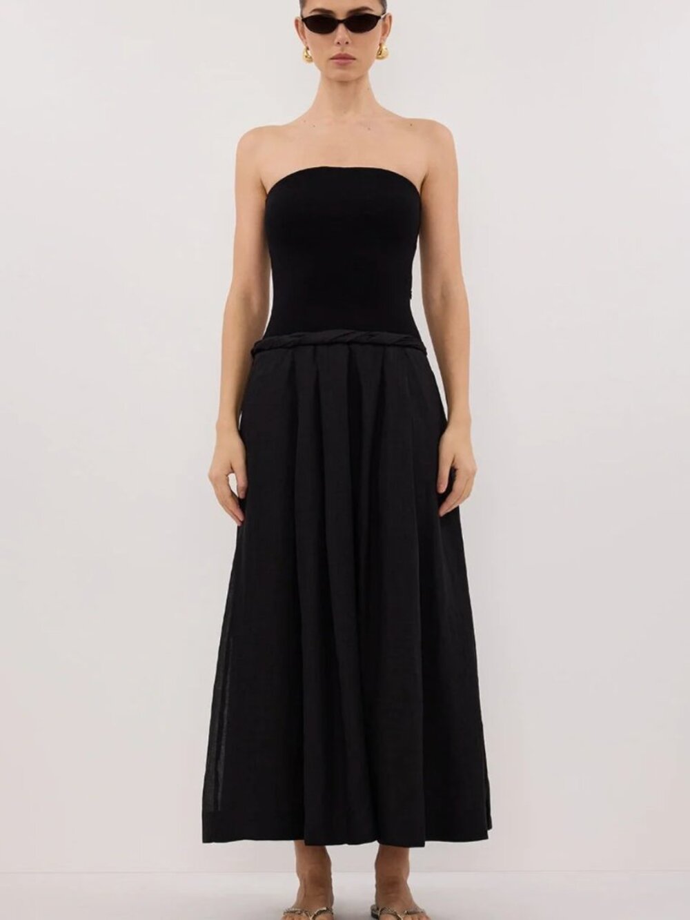 NWT Dissh Coco Black Strapless Hybrid Midi Dress